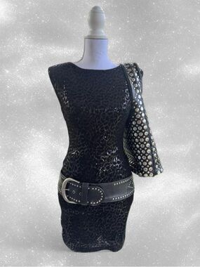 NWOT Alice and Olivia MINI Velvet Leopard and Sequin Dress.